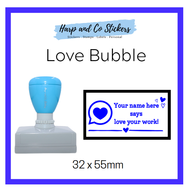 Personalised Rectangle 32 x 55mm stamp - Love Bubble