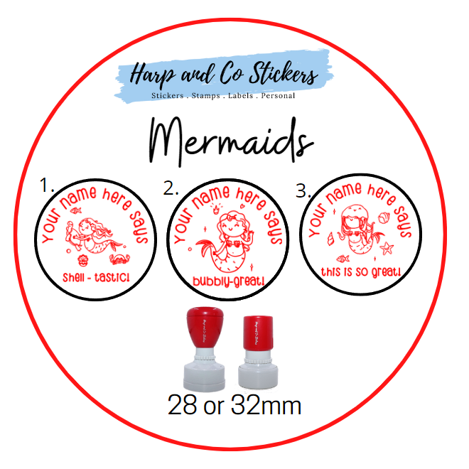 28 or 32mm Personalised Stamp Bundle - 3 Mermaid Stamps