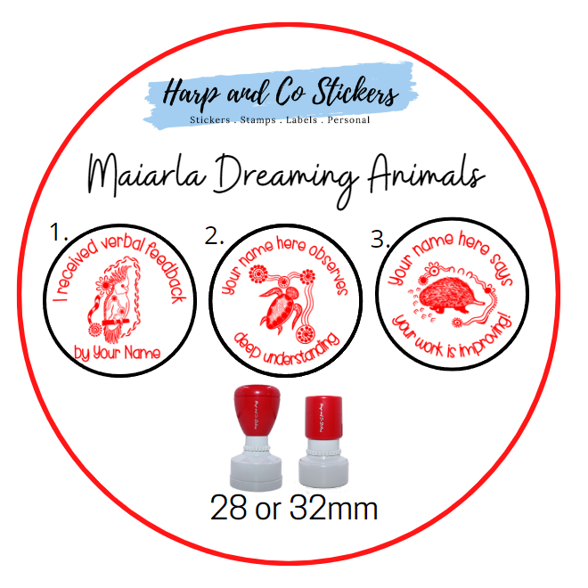 28 or 32mm Personalised Stamp Bundle -  3 Maiarla Dreaming Animals Stamps