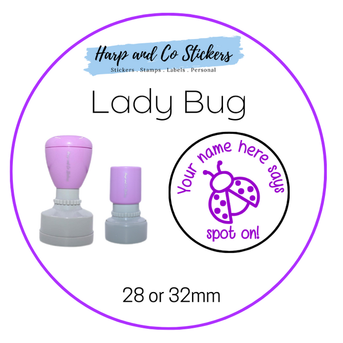 28 or 32mm Personalised Merit Stamp - *Lady Bug* - Great for the classroom!
