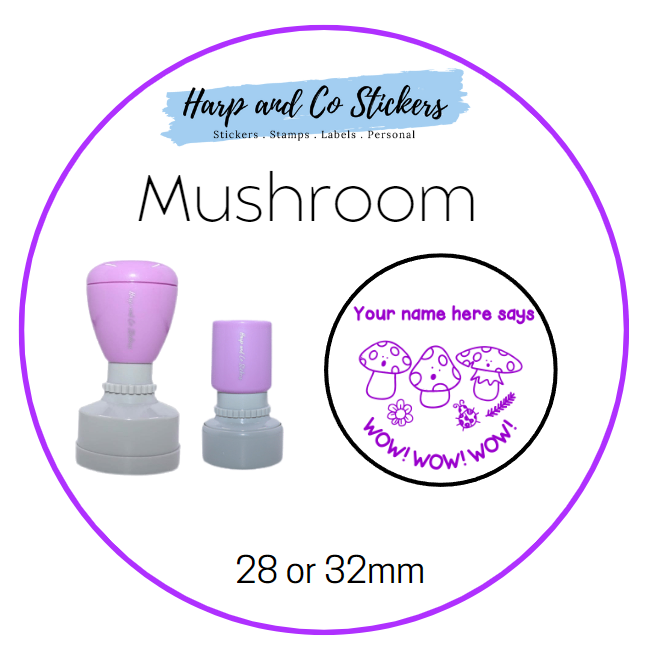 28 or 32mm Personalised Merit Stamp - Mushroom