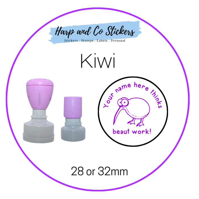 28 or 32mm Personalised Merit Stamp - *Kiwi* - Great for the classroom!