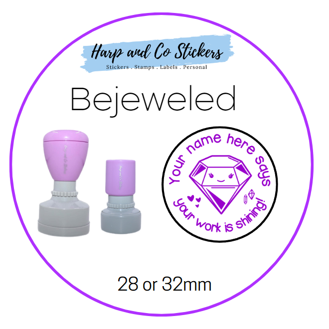 28 or 32mm Personalised Merit Stamp - Bejeweled