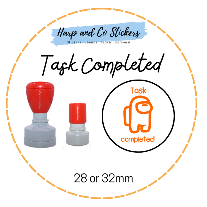Task Complete Stamp 28 or 32mm Round Stamp - Task Completed — Harp & Co Stickers