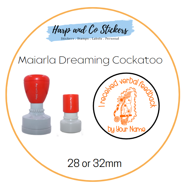 28 or 32mm Personalised Merit Stamp - Maiarla Dreaming Cockatoo