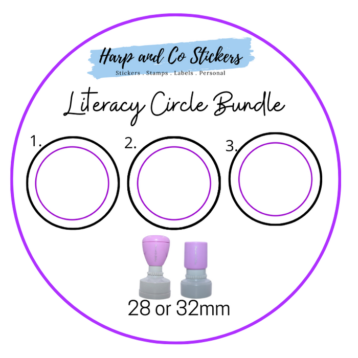 28 or 32mm Stamp Bundle - 3 Literacy Circle Stamps