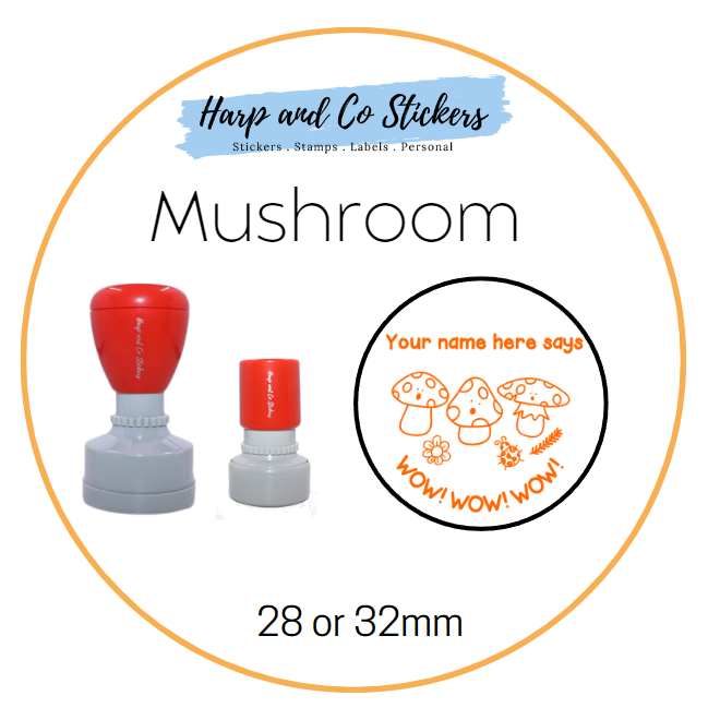 28 or 32mm Personalised Merit Stamp - Mushroom