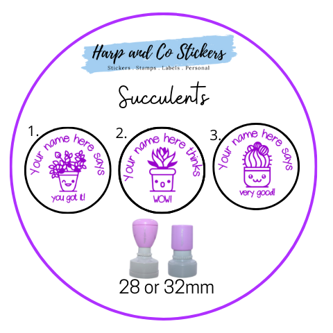 28 or 32mm Personalised Stamp Bundle - 3 Succulents stamps