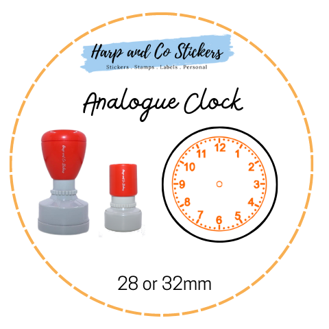 28 or 32mm Round Stamp - Analogue Clock