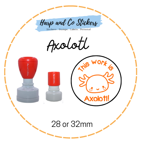 28 or 32mm Round Stamp - Axolotl