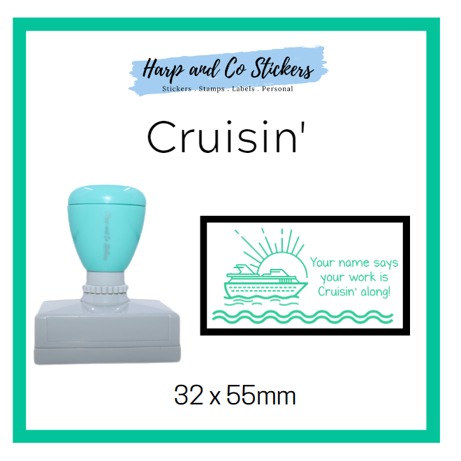 Personalised Rectangle 32 x 55mm stamp - Cruisin'