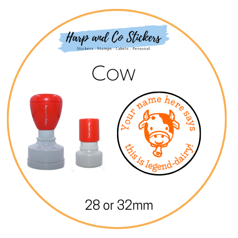 28 or 32mm Personalised Round Stamp - Cow