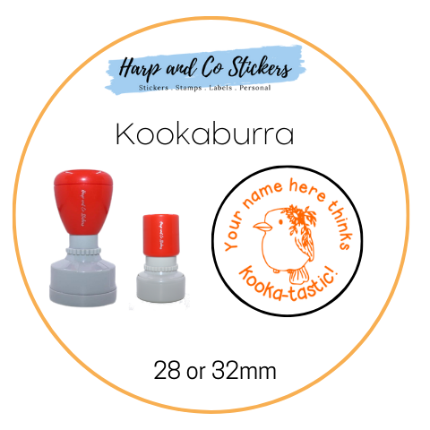 28 or 32mm Personalised Round Stamp - *Kookaburra* - Great for the classroom!