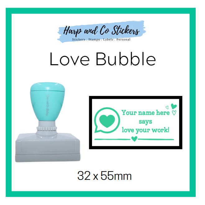 Personalised Rectangle 32 x 55mm stamp - Love Bubble