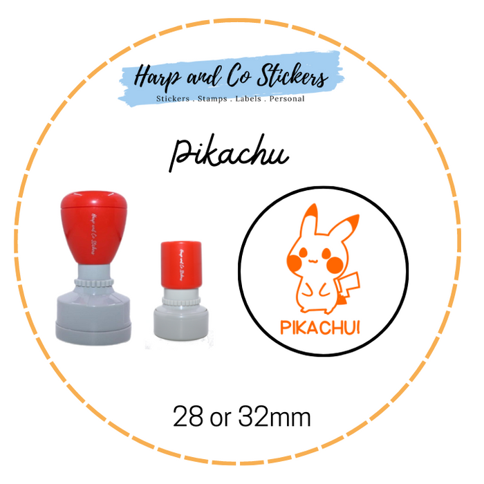 28 or 32mm Round Stamp - Pikachu