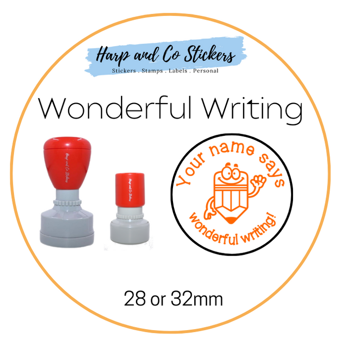 28 or 32mm Personalised Merit Stamp - *Wonderful Writing* - Great for the classroom!