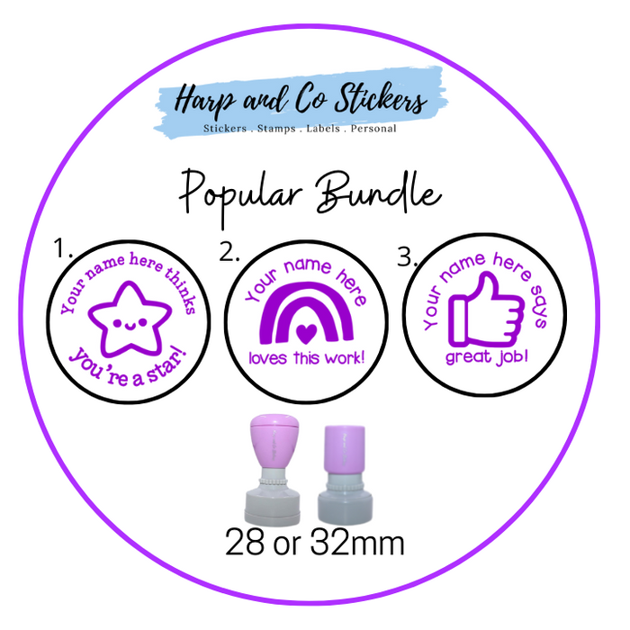 28 or 32mm Personalised Stamp Bundle - 3 Popular Stamps