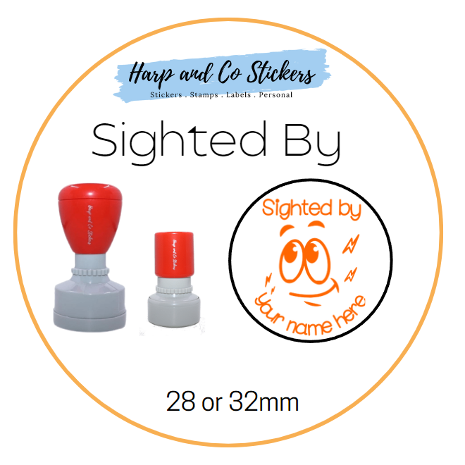 28 or 32mm Personalised Merit Stamp - Sighted By
