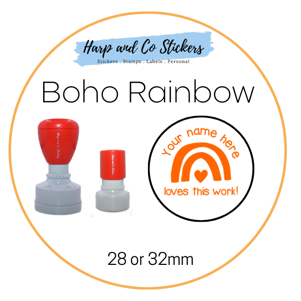 28 or 32mm Personalised Merit Stamp - Boho Rainbow