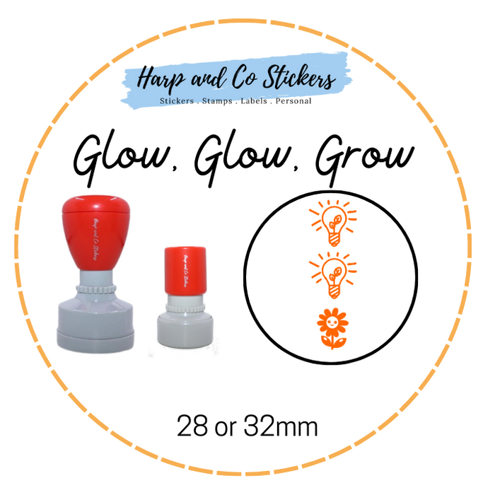 28 or 32mm Round Stamp - Glow Glow Grow