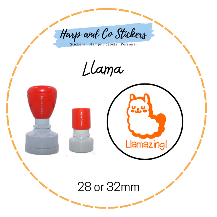 28 or 32mm Round Stamp - Llama