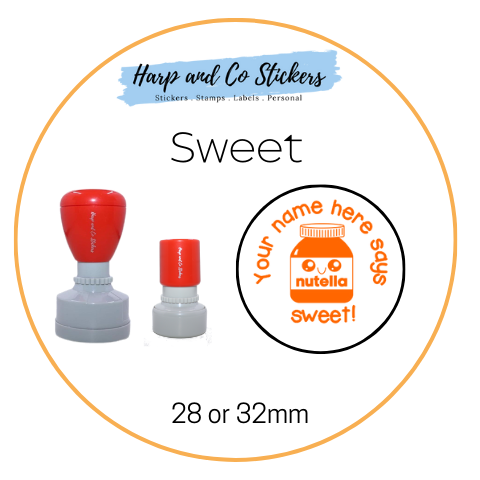 28 or 32mm Personalised Round Stamp - Sweet
