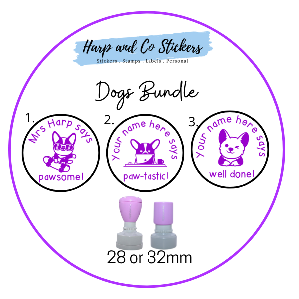 28 or 32mm Personalised Stamp Bundle - 3 Dogs Stamps