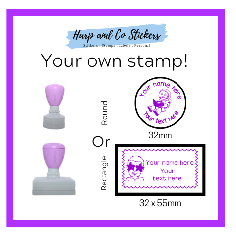 32mm Round or 32x55mm Rectangle Personalised Stamp - Personalise You