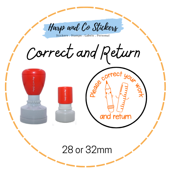 28 or 32mm Round Stamp - Correct and Return