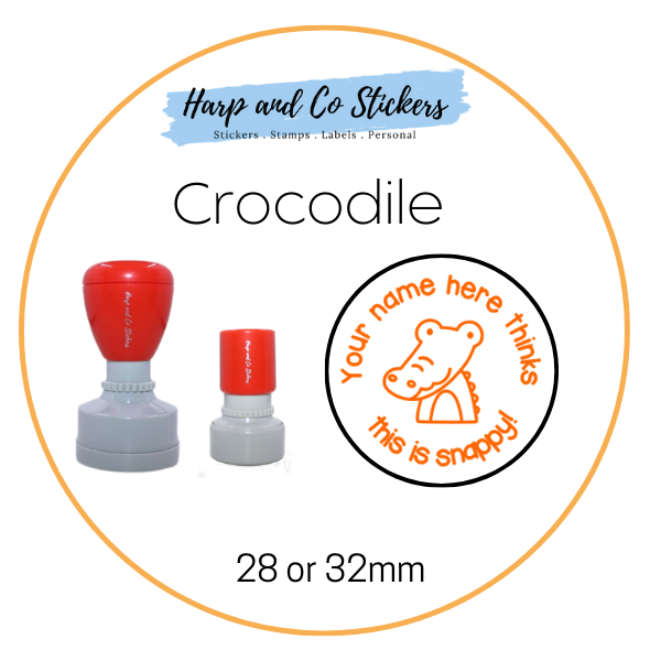 28 or 32mm Personalised Round Stamp - Crocodile