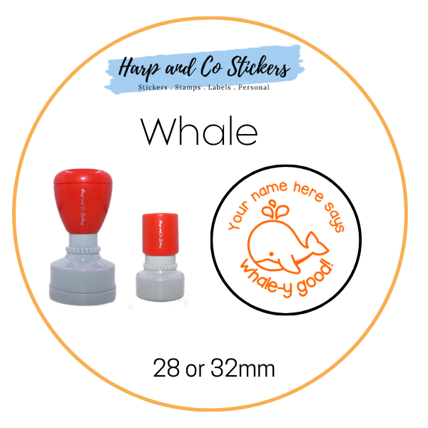 28 or 32mm Personalised Round Stamp - Whale