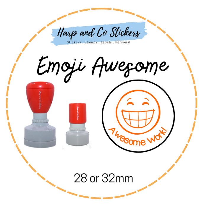 28 or 32mm Round Stamp - Emoji Awesome Merit