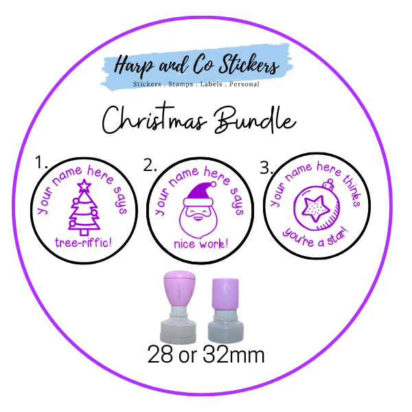28 or 32mm Personalised Stamp Bundle - 3 Christmas Stamps