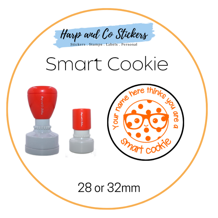 28 or 32mm Personalised Round Stamp - *Smart Cookie* - Great for the classroom!