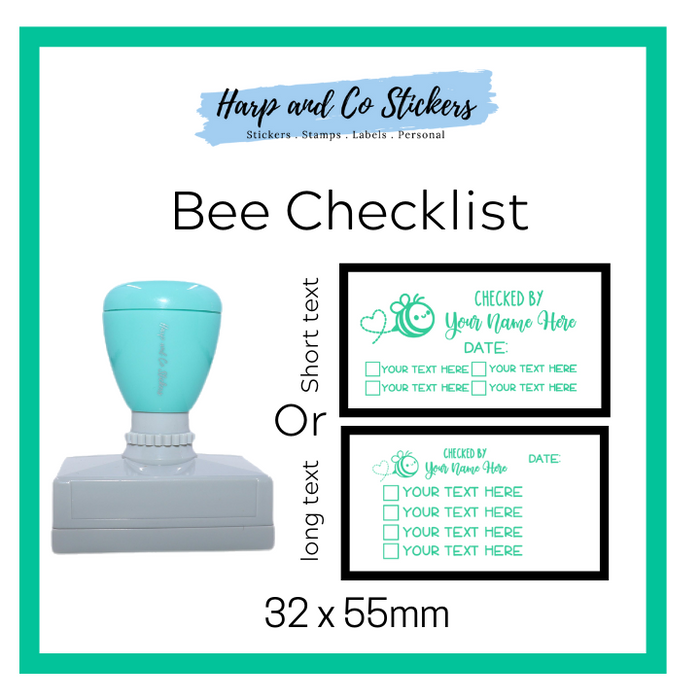 Editable 32 x 55mm - Bee - Personalised Checklist self inking stamp