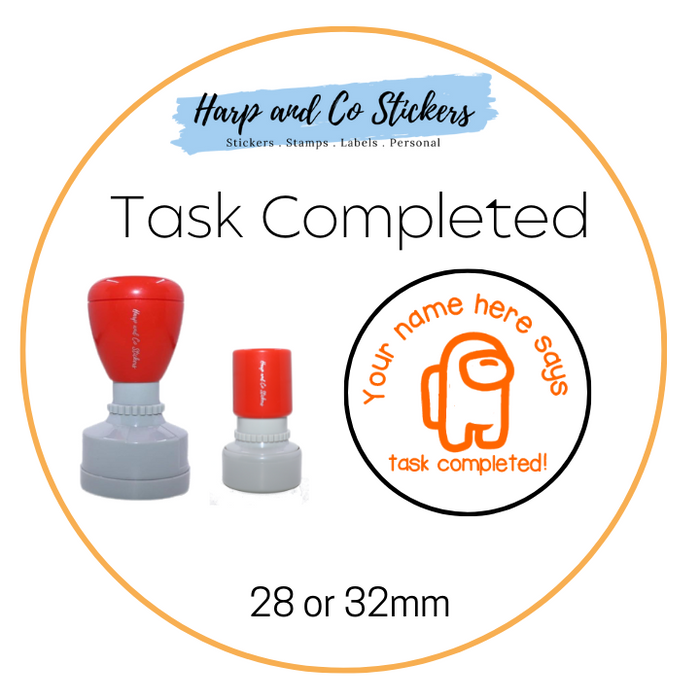 28 or 32mm Personalised Round Stamp - *Task Completed* - Great for the classroom!