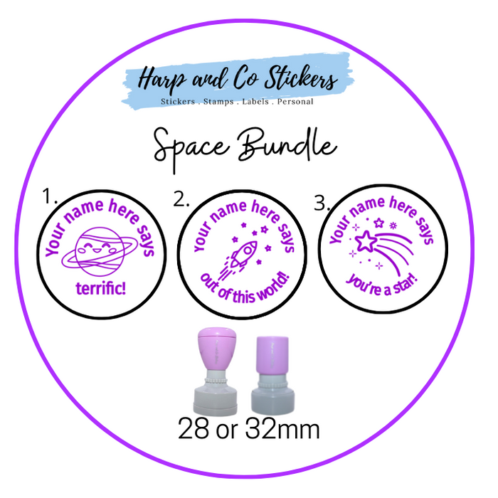 28 or 32mm Personalised Stamp Bundle - 3 Space Stamps