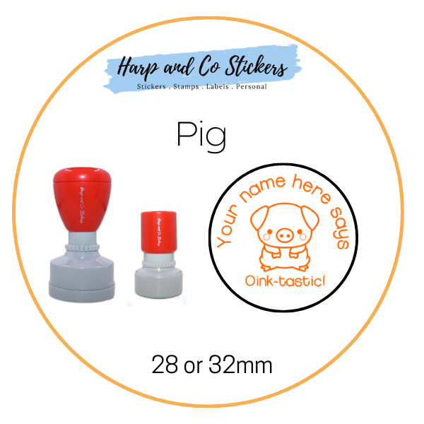 28 or 32mm Personalised Merit Stamp - Pig