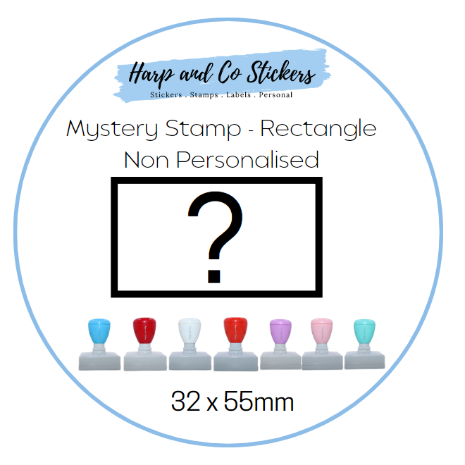 Mystery Stamp Rectangle Personalised and non Personalised 32 x 55mm stamp