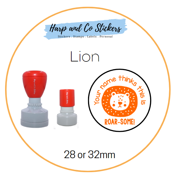 28 or 32mm Personalised Merit Stamp - Lion