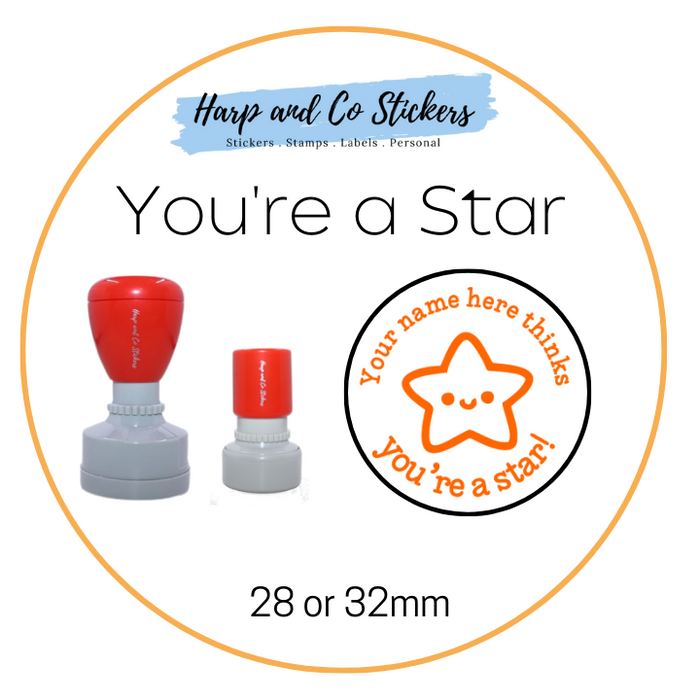 28 or 32mm Personalised Merit Stamp - *You're a Star* - Great for the classroom!