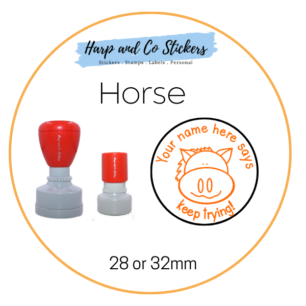 28 or 32mm Personalised Merit Stamp - Horse