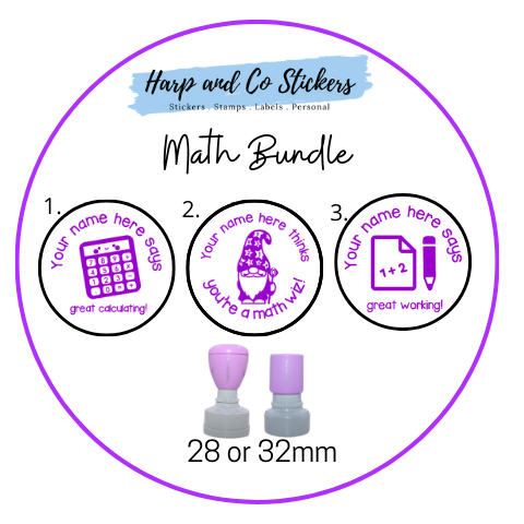 28 or 32mm Personalised Stamp Bundle - 3 Math stamps