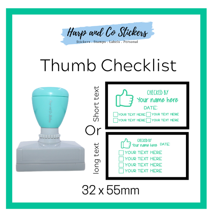 Editable 32 x 55mm - Thumb - Personalised Checklist self inking stamp
