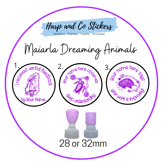 28 or 32mm Personalised Stamp Bundle -  3 Maiarla Dreaming Animals Stamps