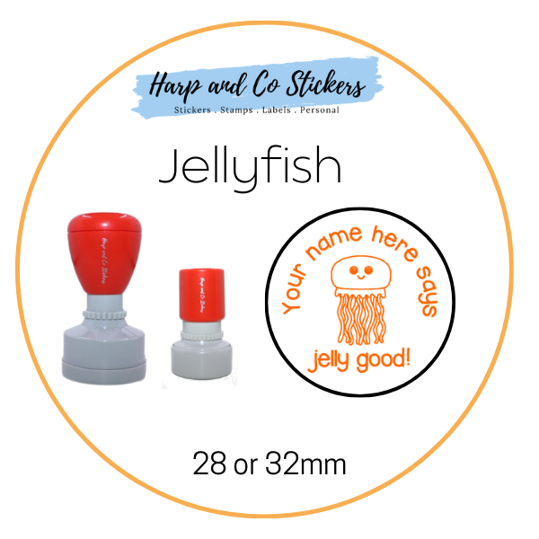 28 or 32mm Personalised Round Stamp - Jellyfish