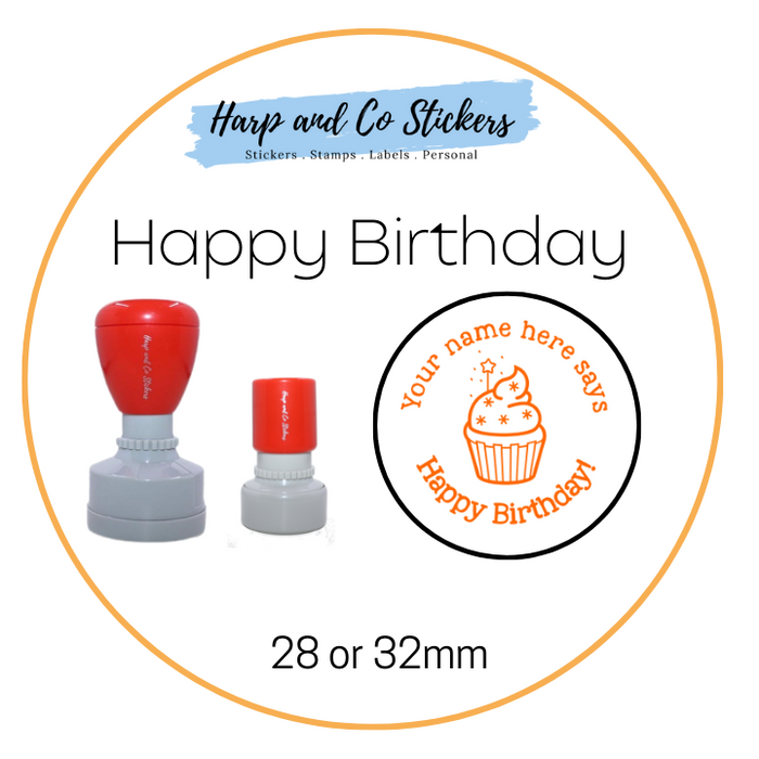 28 or 32mm Personalised Merit Stamp - *Happy Birthday* - Great for the classroom!