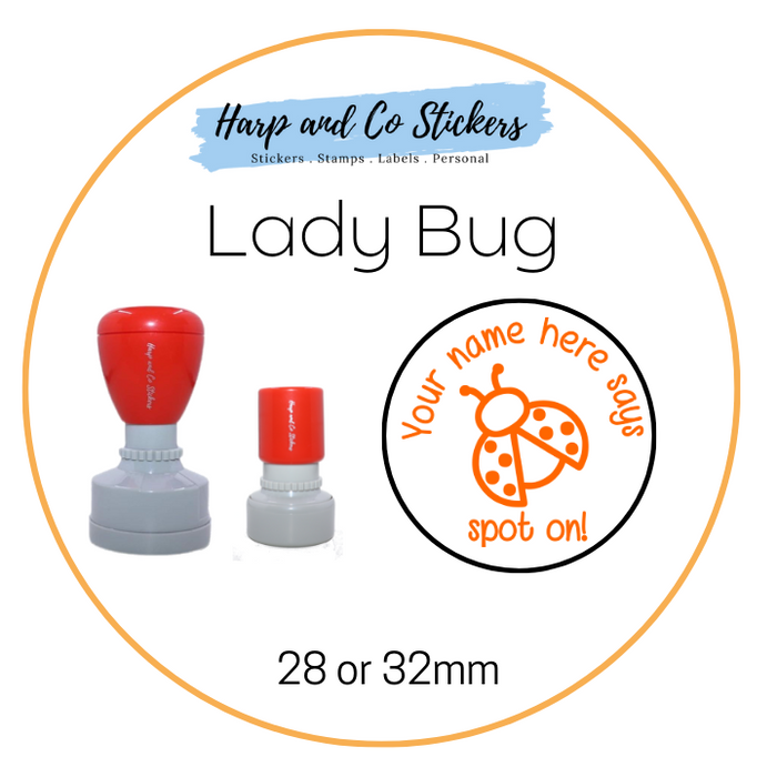 28 or 32mm Personalised Merit Stamp - *Lady Bug* - Great for the classroom!