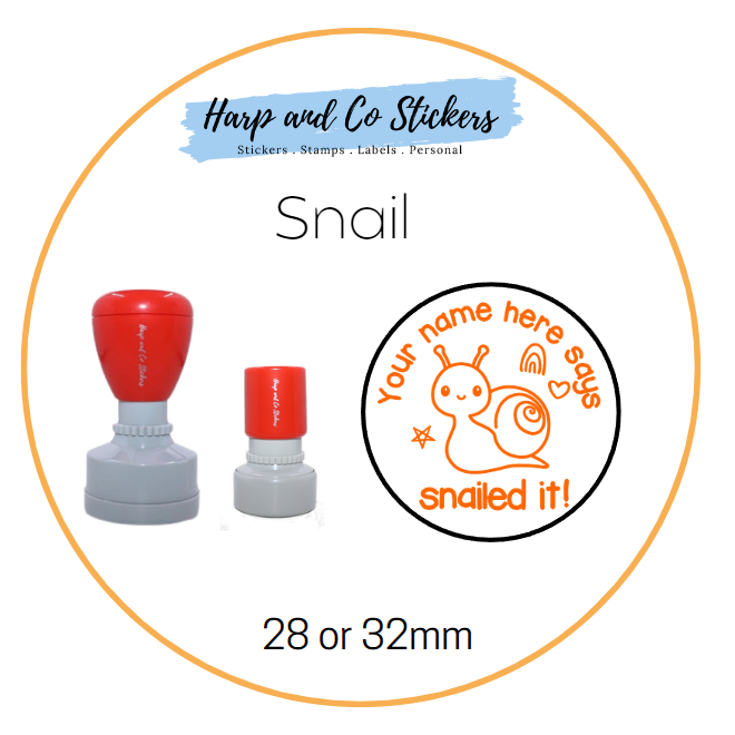 28 or 32mm Personalised Merit Stamp -Snail