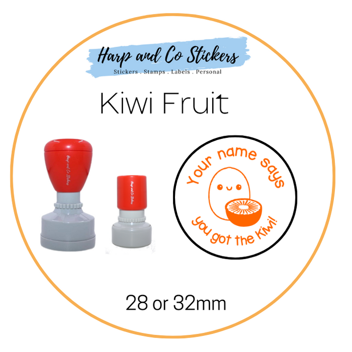28 or 32mm Personalised Round Stamp - *Kiwi Fruit* - Great for the classroom!